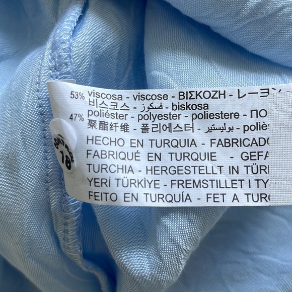 Zara Women’s Front Button Wrinkled Fabric Blouse Sky Blue L - Picture 7 of 7